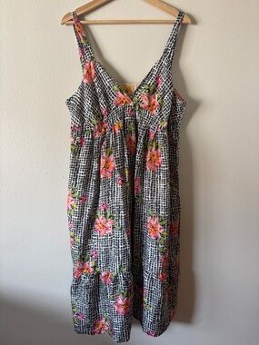 Johnny Was Silk checkered floral Dress